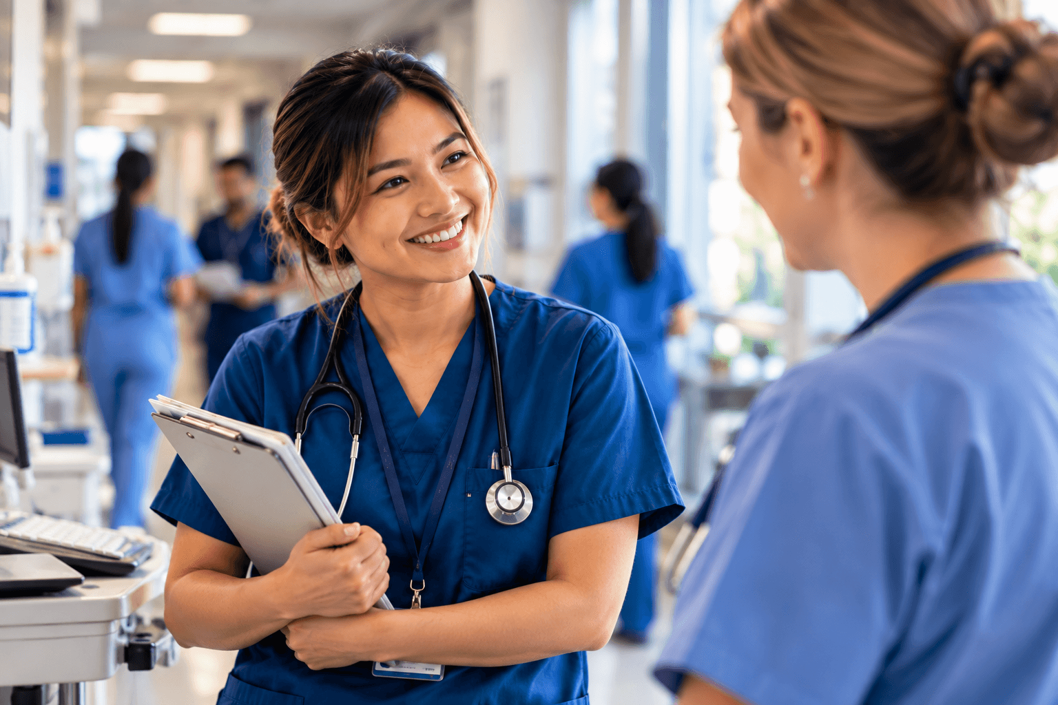 Healthcare professional receiving career support