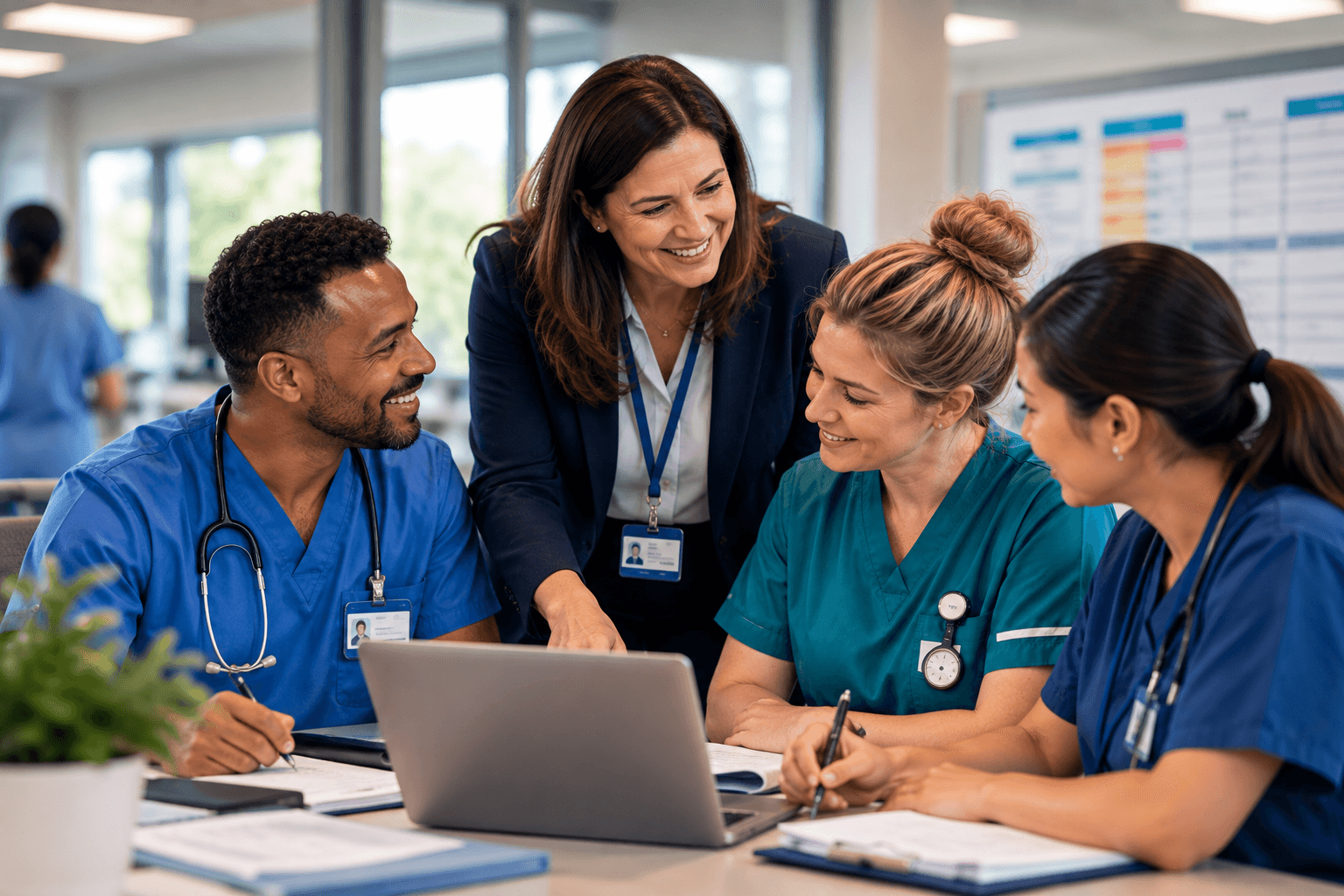 Healthcare leaders and clinical professionals working together
